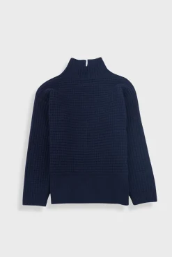 Open Funnel Neck Jumper - Navy