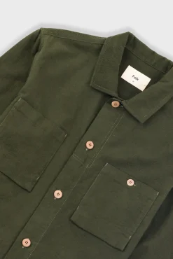 Patch Overshirt - Dark Olive Moleskin