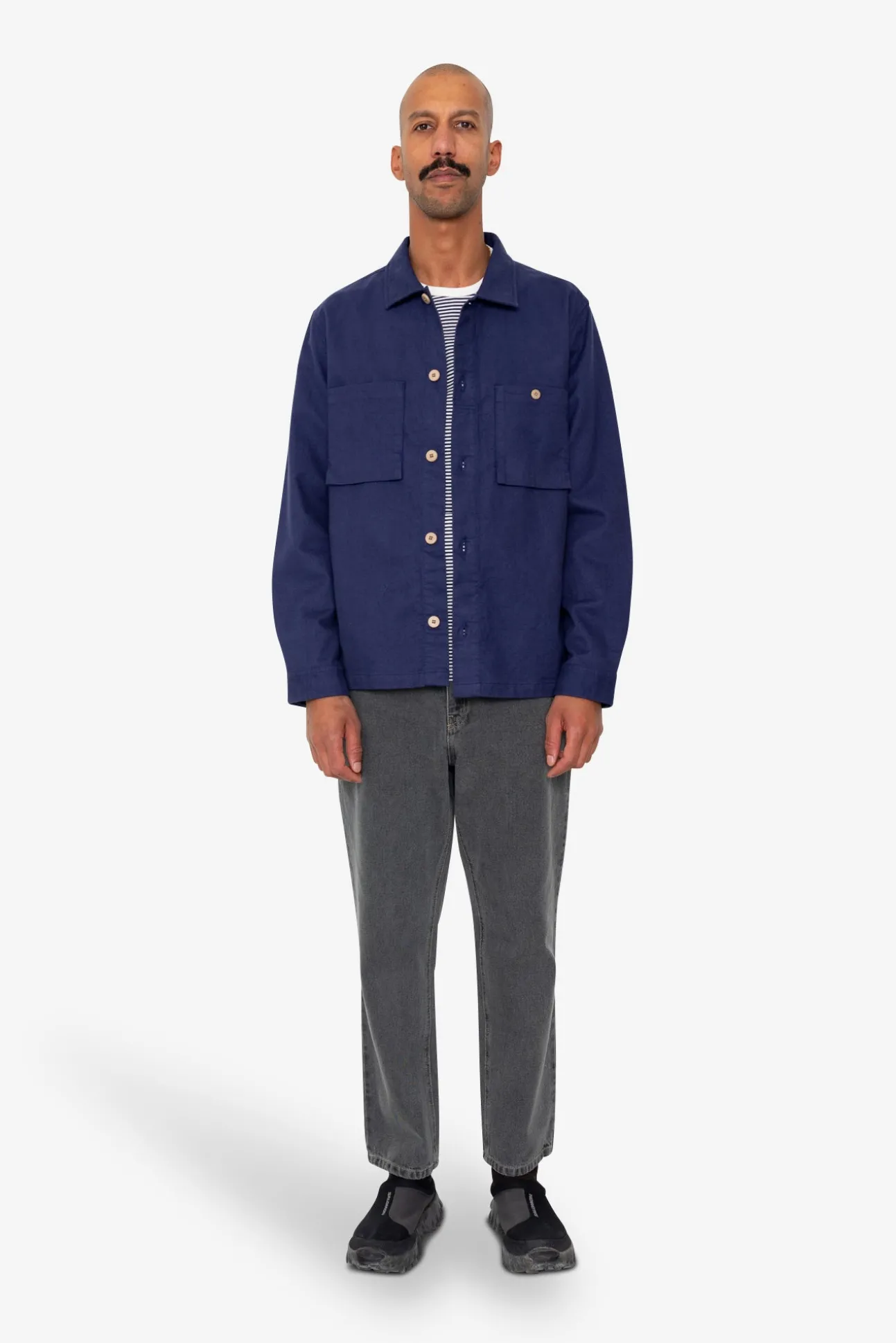 Patch Overshirt - Mid Blue Moleskin