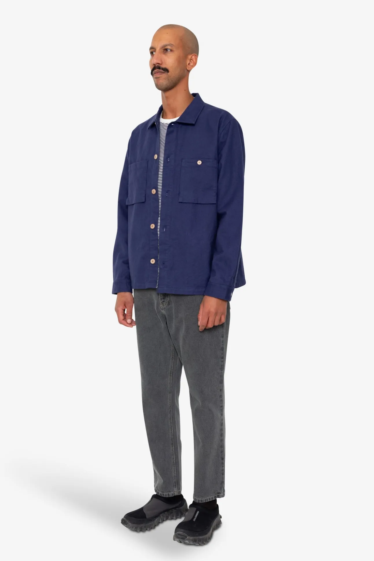 Patch Overshirt - Mid Blue Moleskin