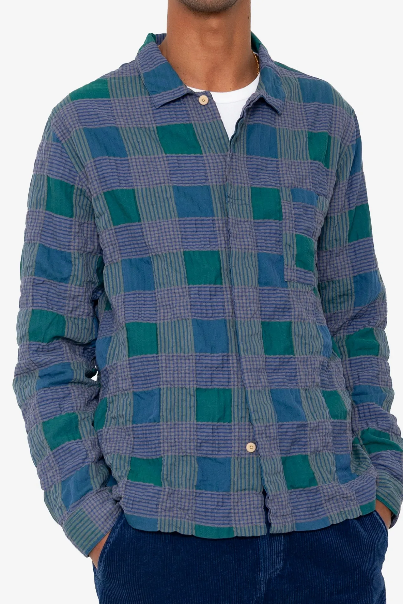 Patch Shirt - Phthalo Green Check