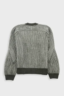 Plated Rib Crew - Olive / Ecru