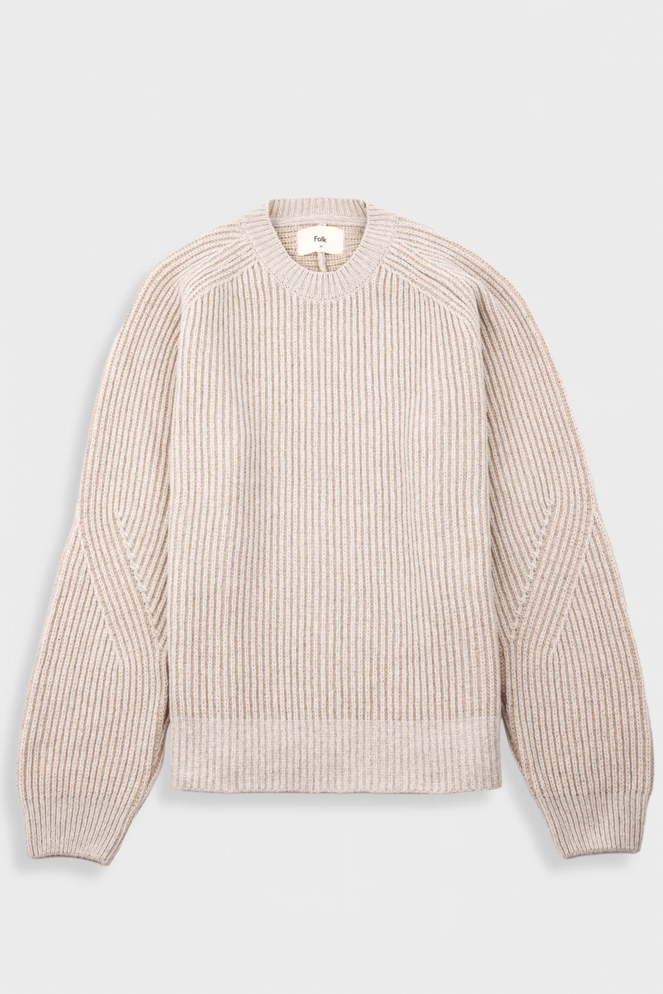Plated Rib Crew - Stone / Ecru