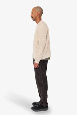 Plated Rib Crew - Stone / Ecru
