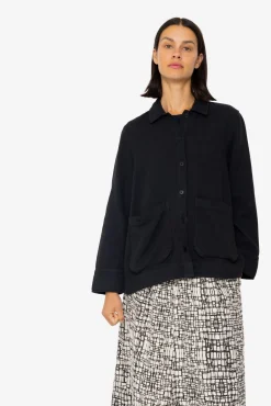 Pleated Shirt - Black Small Basketweave