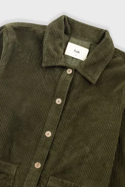 Pleated Shirt - Olive Cord