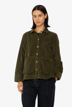 Pleated Shirt - Olive Cord