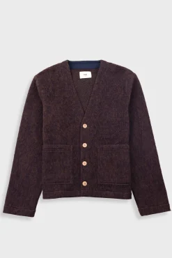 Pocket Cardigan - Navy Espresso Brushed Wool