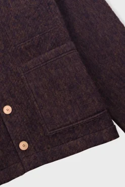 Pocket Cardigan - Navy Espresso Brushed Wool