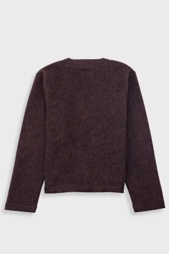 Pocket Cardigan - Navy Espresso Brushed Wool