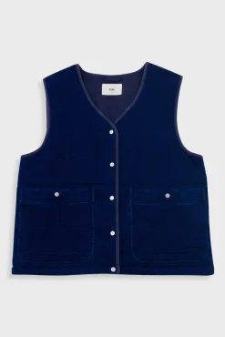 Quilted Gilet - Indigo Denim Herringbone