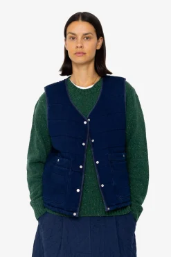 Quilted Gilet - Indigo Denim Herringbone