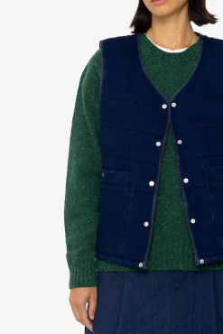 Quilted Gilet - Indigo Denim Herringbone