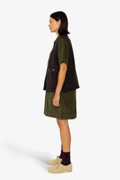 Quilted Gilet - Navy Espresso Brushed Wool
