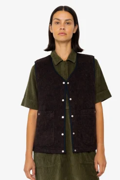 Quilted Gilet - Navy Espresso Brushed Wool