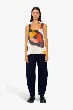 Scoop Back Vest - Impasto Print Satin