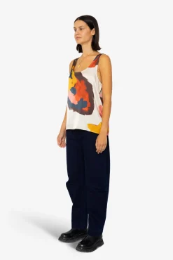 Scoop Back Vest - Impasto Print Satin