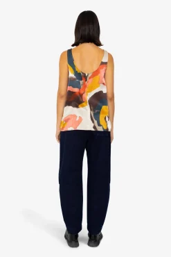 Scoop Back Vest - Impasto Print Satin