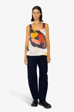 Scoop Back Vest - Impasto Print Satin