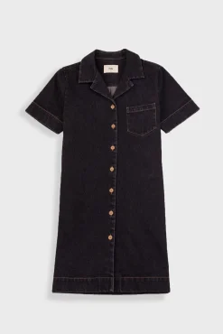 Shirt Dress - Washed Black Denim
