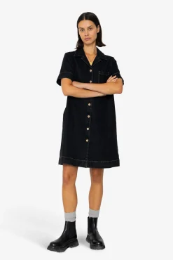 Shirt Dress - Washed Black Denim