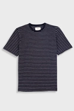 Short Sleeve Textured Striped T-Shirt - Black / Ecru