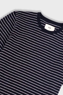 Short Sleeve Textured Striped T-Shirt - Black / Ecru