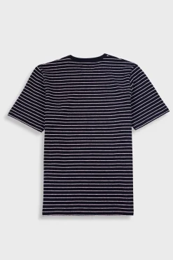 Short Sleeve Textured Striped T-Shirt - Black / Ecru