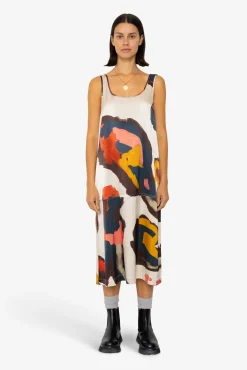 Slip Dress - Impasto Print Satin