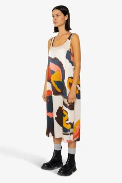 Slip Dress - Impasto Print Satin