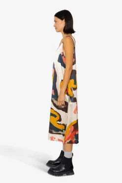 Slip Dress - Impasto Print Satin