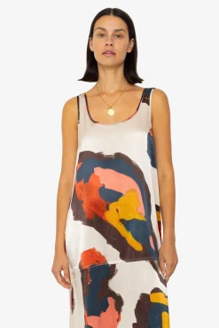 Slip Dress - Impasto Print Satin