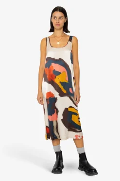 Slip Dress - Impasto Print Satin