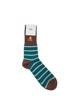 Waffle Stripe Sock - Alpine Green Stripe