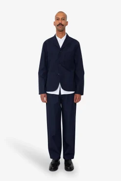 Wide Fit Blazer - Navy Tech Slub