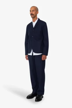 Wide Fit Blazer - Navy Tech Slub