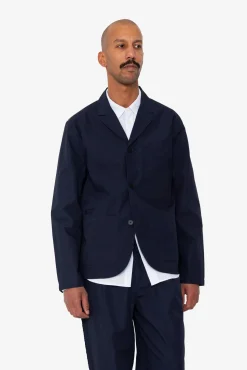 Wide Fit Blazer - Navy Tech Slub