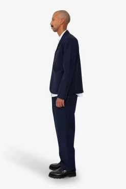Wide Fit Blazer - Navy Tech Slub