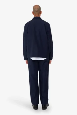 Wide Fit Blazer - Navy Tech Slub