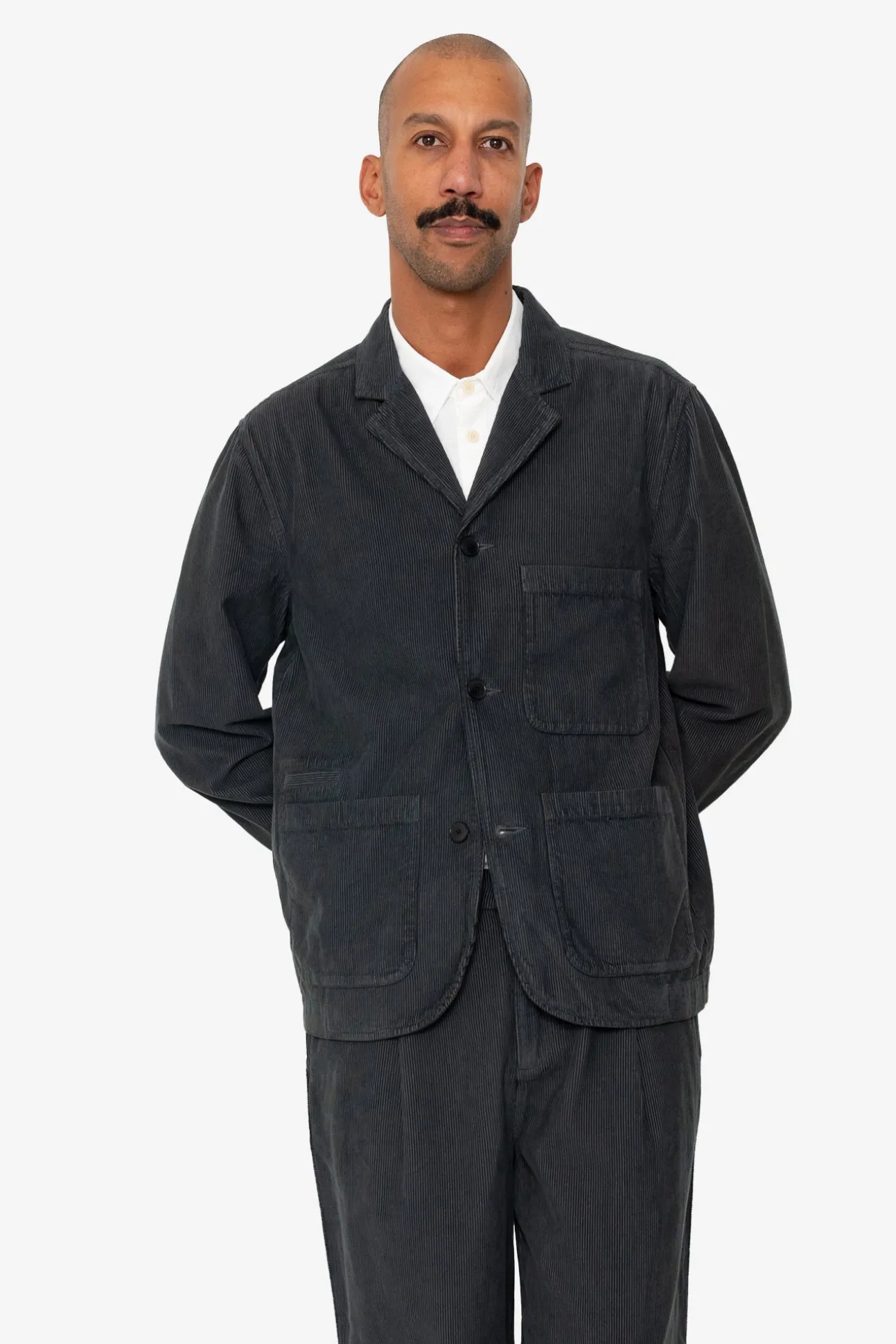Wide Fit Blazer - Smoke Grey Cord