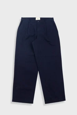 Wide Fit Trouser - Navy Linear Texture