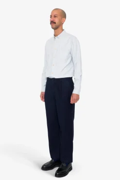 Wide Fit Trouser - Navy Linear Texture