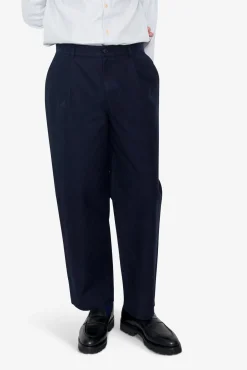 Wide Fit Trouser - Navy Linear Texture