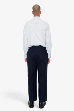 Wide Fit Trouser - Navy Linear Texture