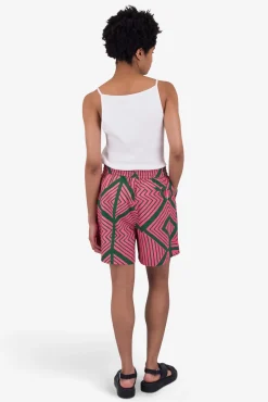 Wide Signal Shorts - Pink Green Diamond Print
