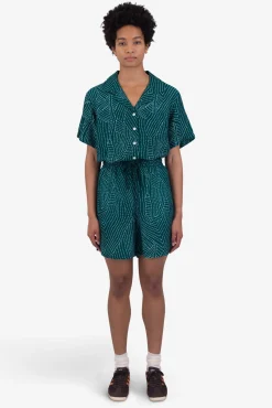 Wide Signal Shorts - Vintage Green Stitch Print