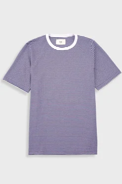 1x1 Striped T-Shirt - Bright Navy / Ecru