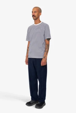 1x1 Striped T-Shirt - Bright Navy / Ecru