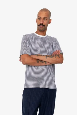 1x1 Striped T-Shirt - Bright Navy / Ecru