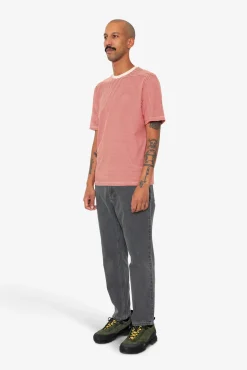 1x1 Striped T-Shirt - Crimson / Stone